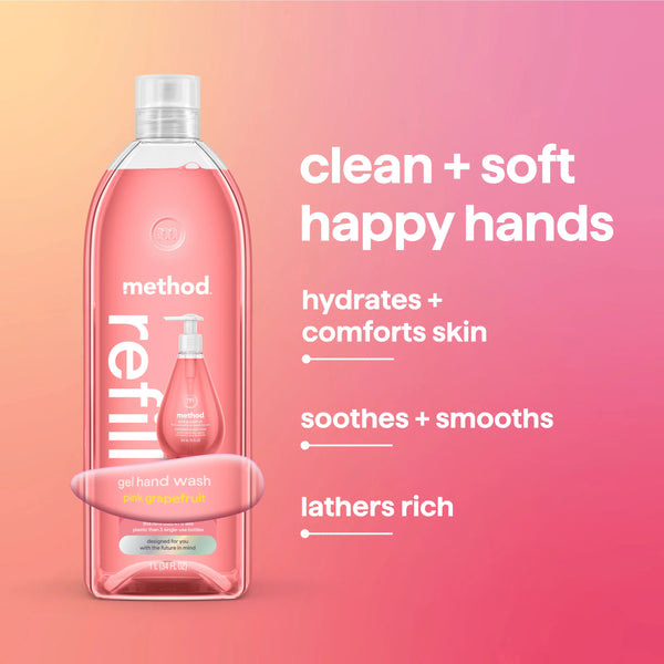 (carton of 4) gel hand wash refill 1L - pink grapefruit