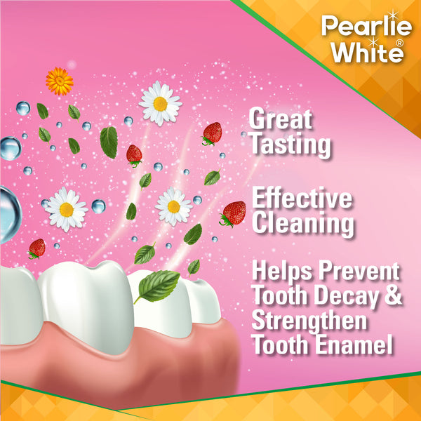Pearlie White Enamel Safe Kids’ Fluoride Toothpaste (Strawberry) 45g