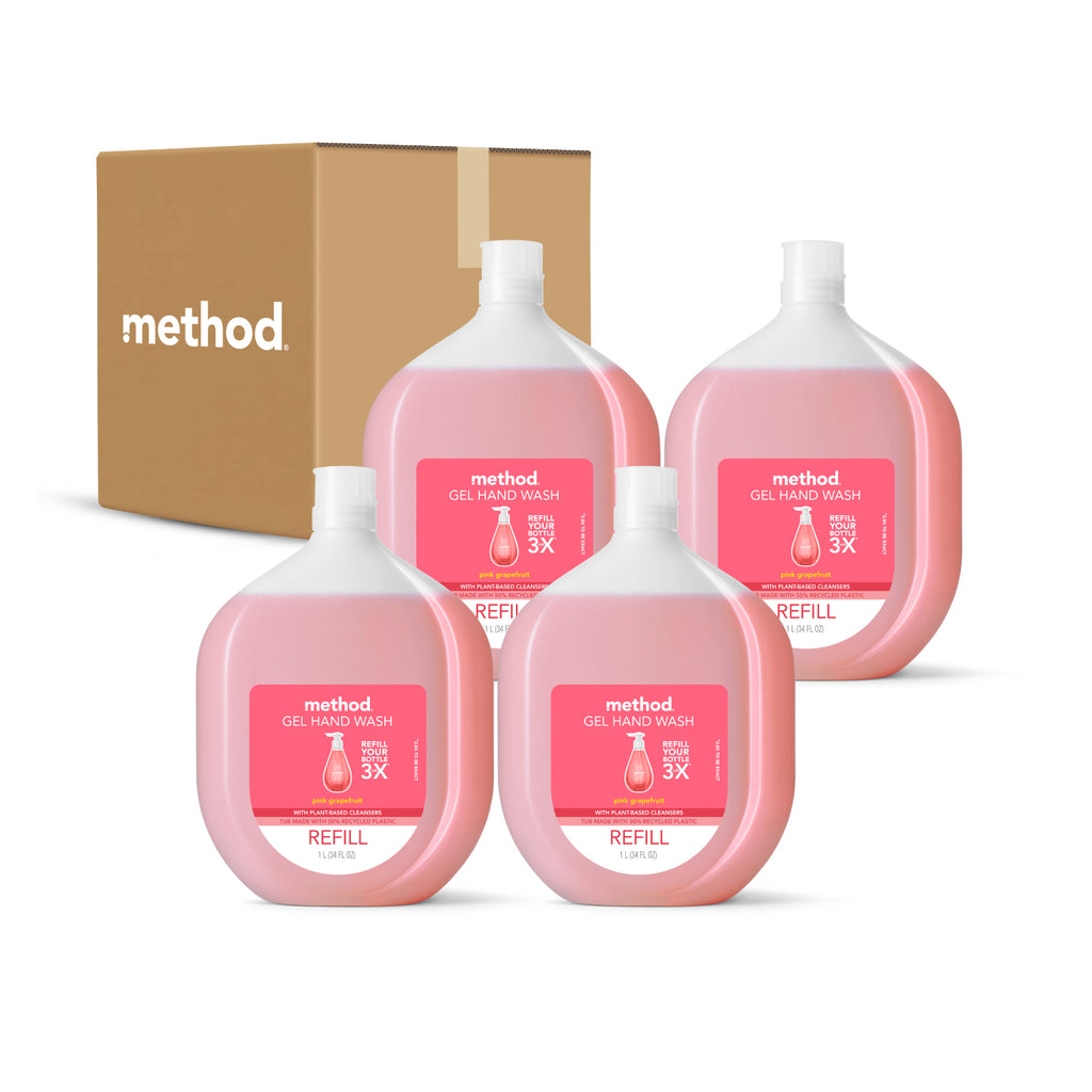 (carton of 4) gel hand wash refill 1L - pink grapefruit