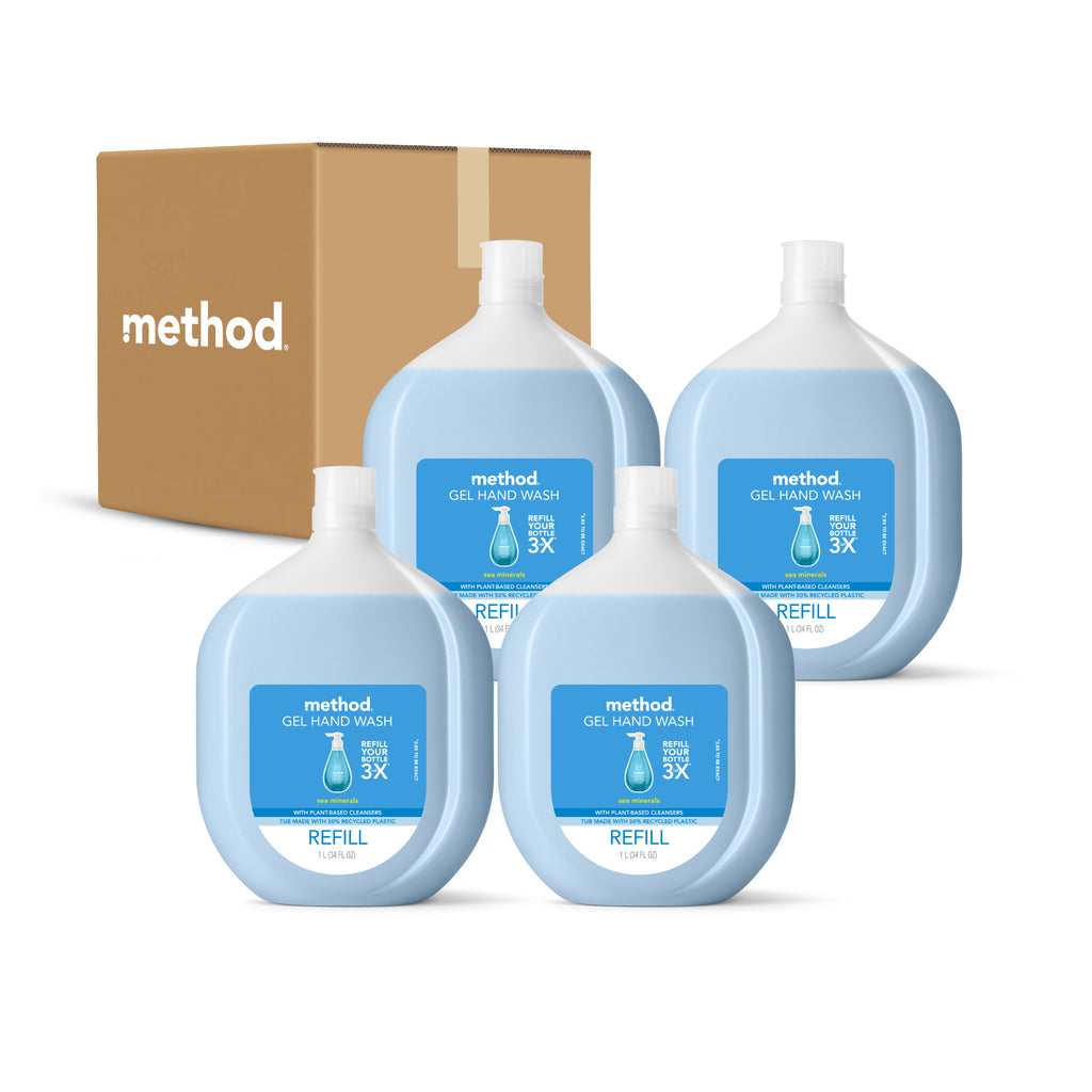 (carton of 4) gel hand wash refill 1L - sea minerals