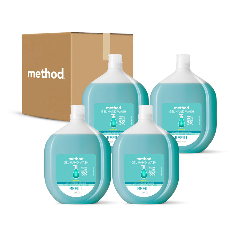 (carton of 4) gel hand wash refill 1L - waterfall