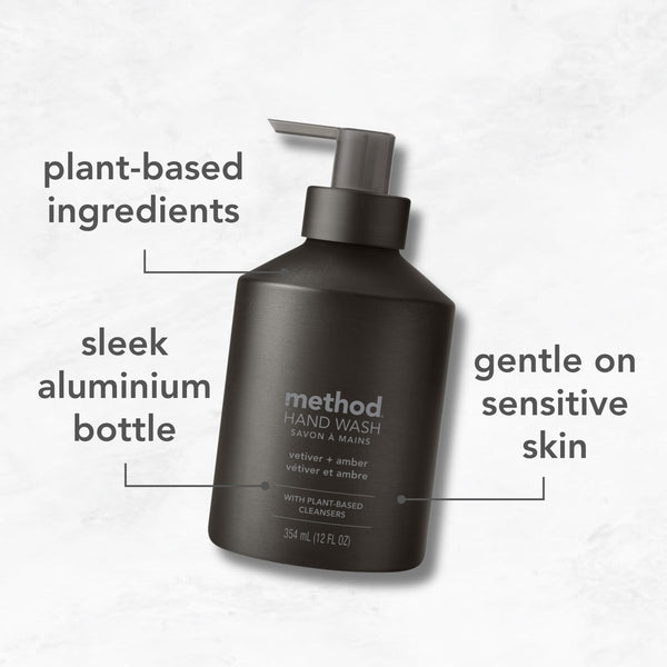 (carton of 3) aluminium gel hand wash - vetiver + amber 354ml