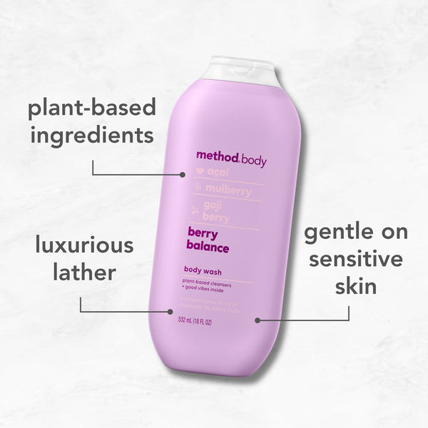 (carton of 6) body wash 532ml - berry balance