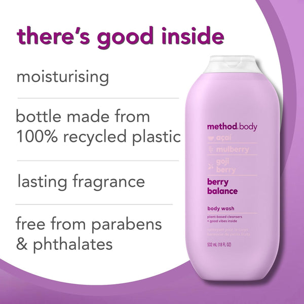(carton of 6) body wash 532ml - berry balance