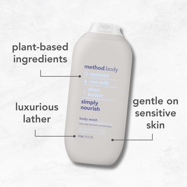 (carton of 6) body wash 532ml - simply nourish