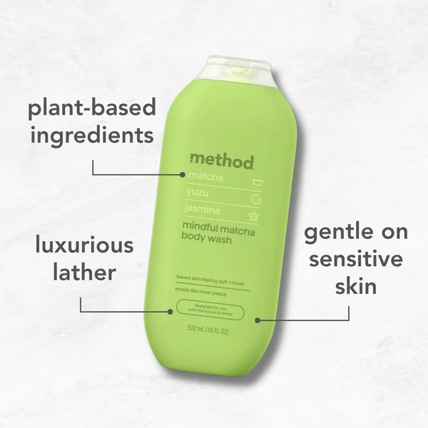 (carton of 6) body wash 532ml - mindful matcha
