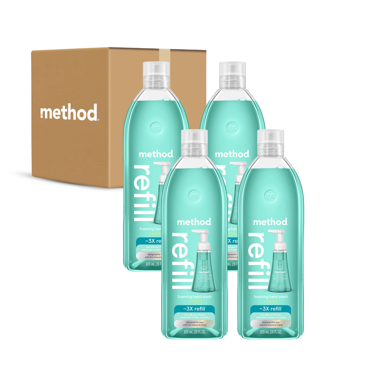 (carton of 4) foaming hand wash refill 828ml - waterfall | method home ...