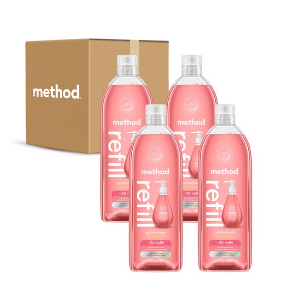(carton of 4) gel hand wash refill 1L - pink grapefruit