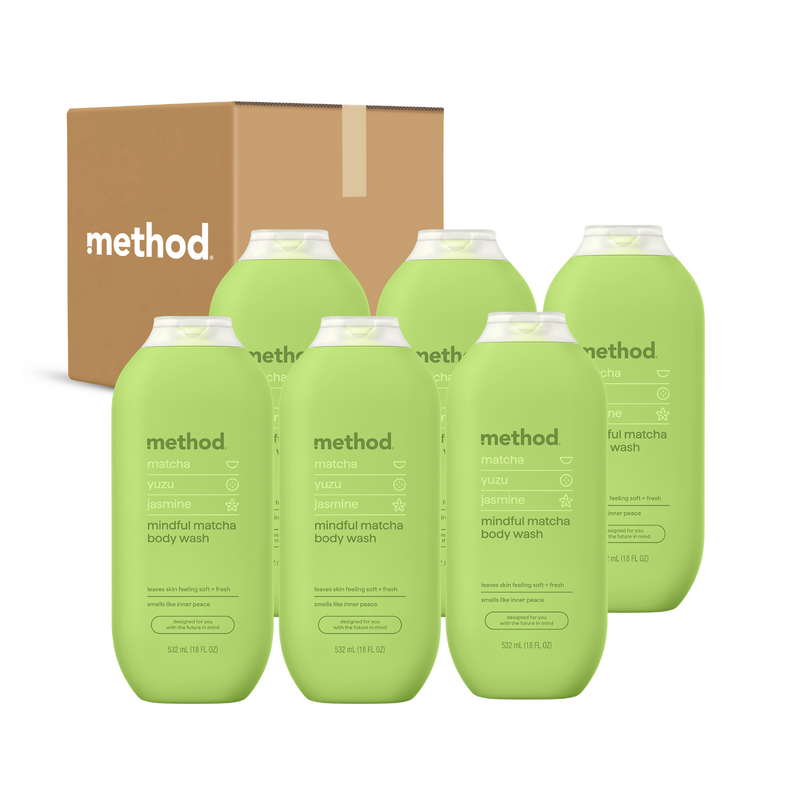 (carton of 6) body wash 532ml - mindful matcha